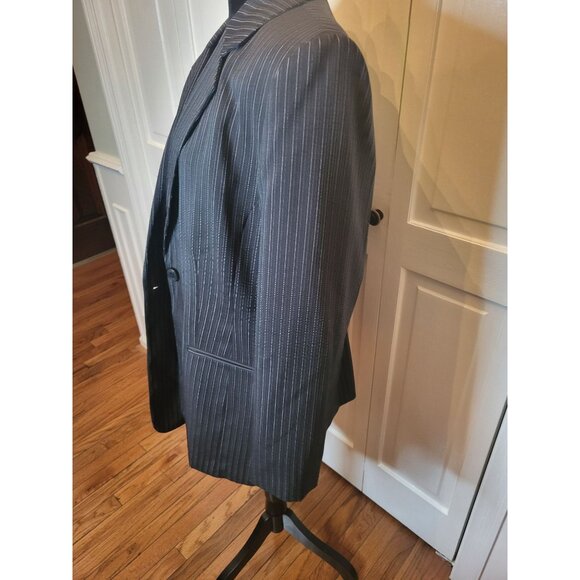 Vintage 90s Black/White Pinstriped Blazer Sag Harbor 14 Business Office Academia - Picture 7 of 8